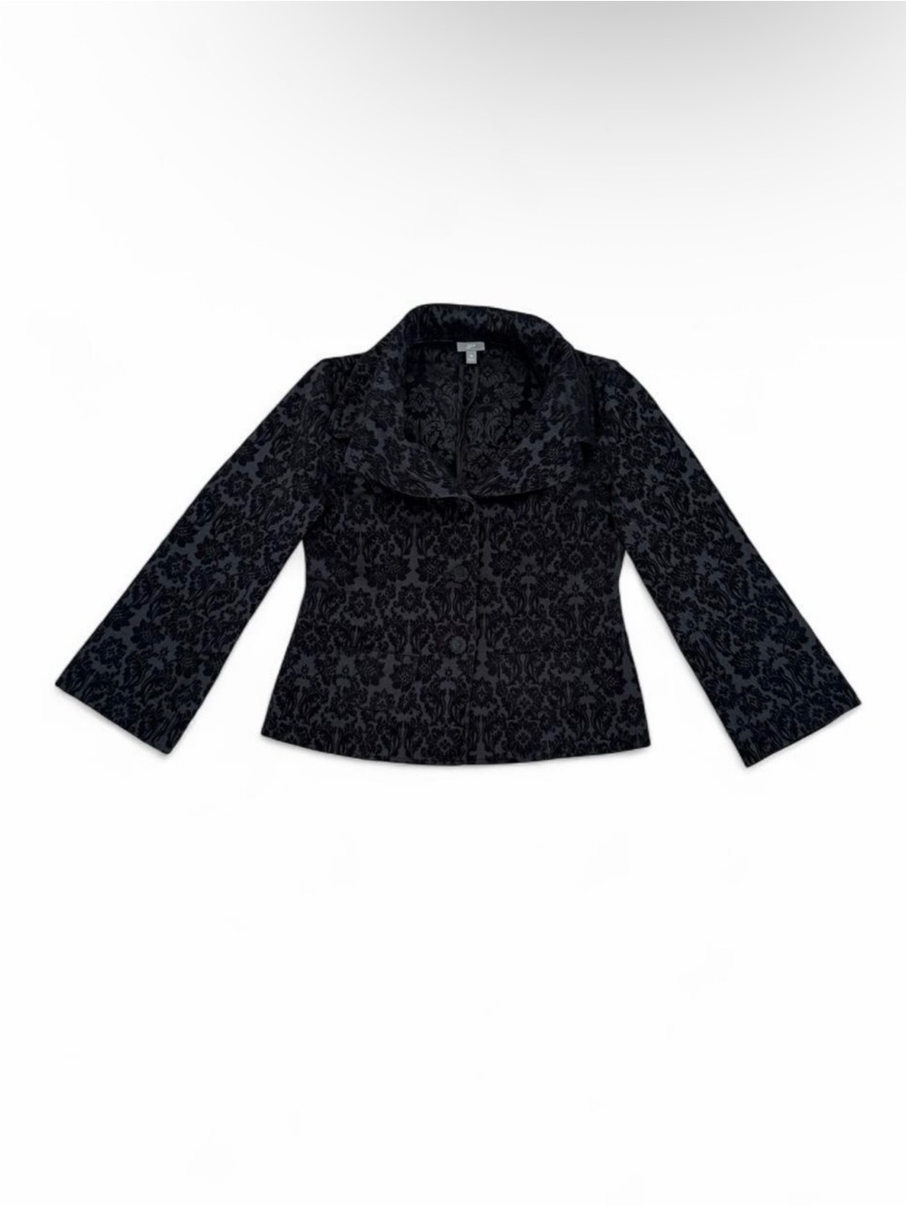 J. Jill Black Floral-Patterned Cropped Blazer